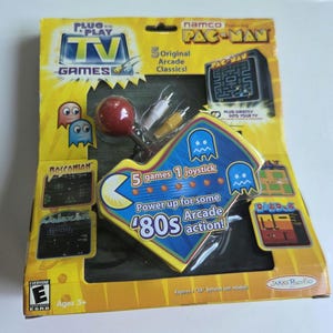 Vintage 2003 Namco Pac-Man Plug It In & Play TV Games Controller | New Old Stock Factory Sealed Retro Arcade 5-in-1 Joystick | JAKKS Pacific
