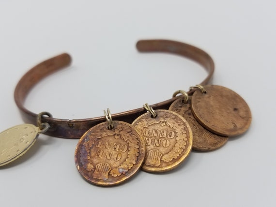 Antique Copper Penny Bangle - image 4