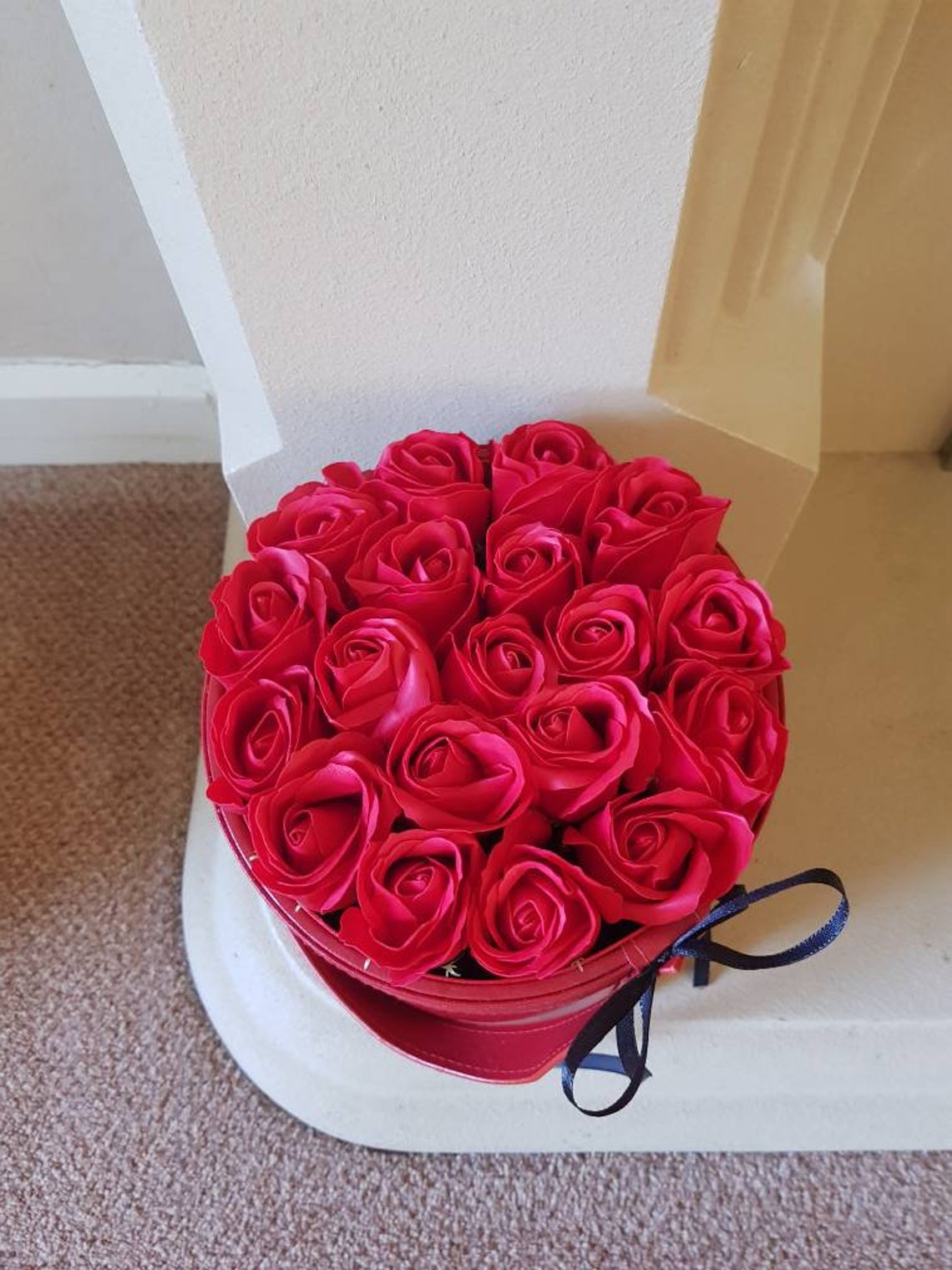 Artificial rose arrangement flower box red rose box Etsy