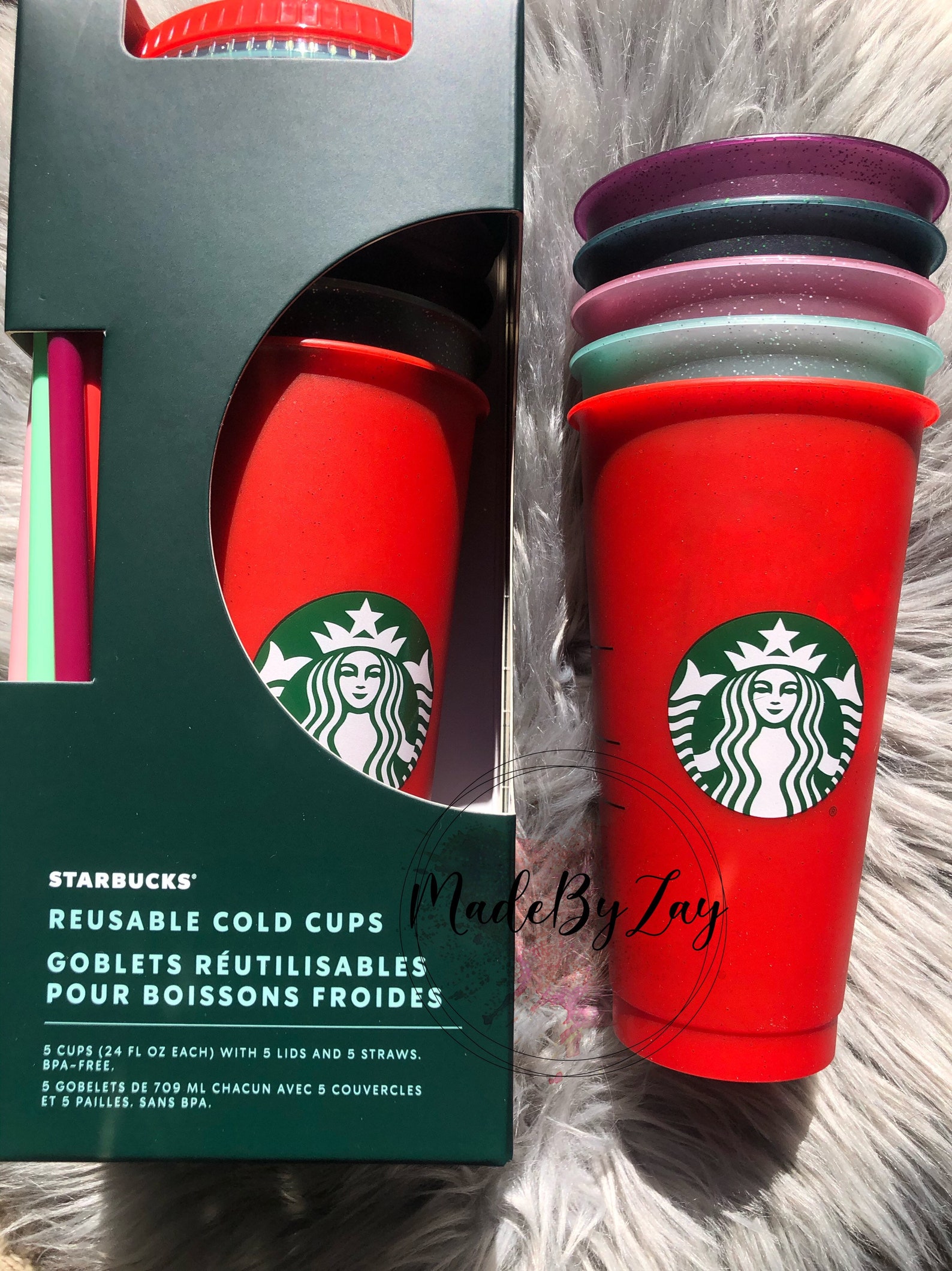 Starbucks 2020 Christmas Cups Reusable Cold Cup 5 pack 24 oz Etsy