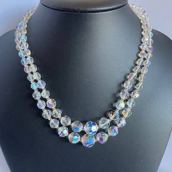 Art Deco Czechoslovakian rainbow cut crystal necklace