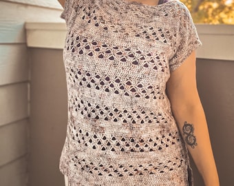 Lace Tee Crochet Pattern - Short Sleeve Lace Shirt - Cottagecore Clothing (Pattern PDF)