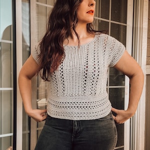 Easy Crochet T Shirt Pattern, Lace Summer Top, Worsted Weight Crochet Tee, Customizable Pattern PDF