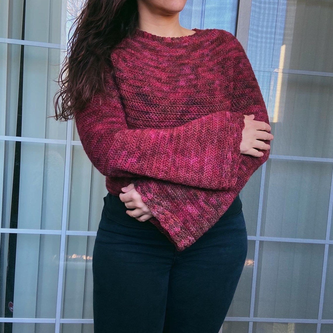 Crochet Sweater Pattern // Bell Sleeve Top // Crochet Pullover | Etsy