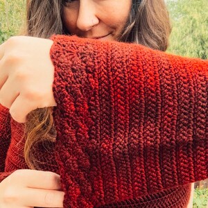 Crochet Sweater Pattern PDF, Bell Sleeves, Top Down, Round Yoke, Seamless Herringbone Stitch Crochet Pullover, Winter Belle Sweater 2.0