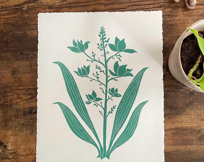 Spring Break Linocut Spring Two | Original Linocut Print | Wall Art | Green | - Etsy