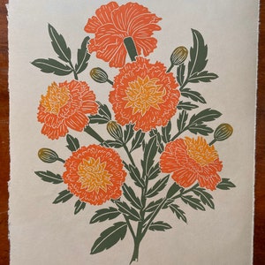 Marigold | Original Jigsaw Block Print | Wall Art