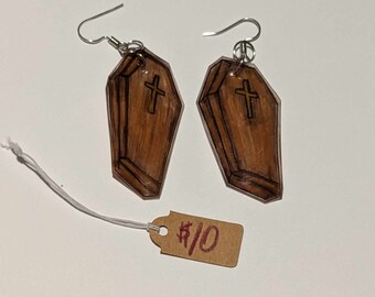 Coffin, Halloween, Polymer, Handmade Earrings