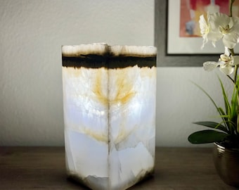 Onyx Lamp | Stone Lamp | Nightstand Lamp | Table Lamp | Beautiful Lamp | Desk Lamp | Onyx Light | Alabaster Lamp | Special Gift