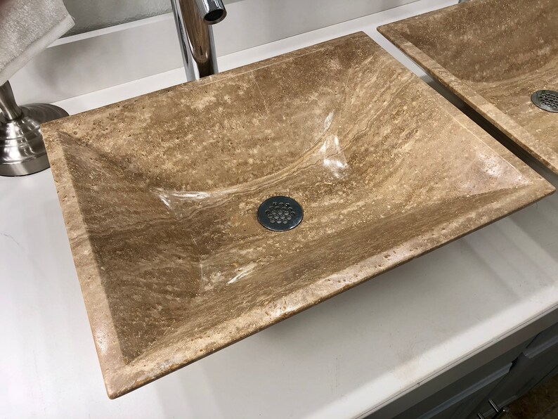 Travertine Stone Sinks 2 Modern Natural Stone Bathroom | Etsy