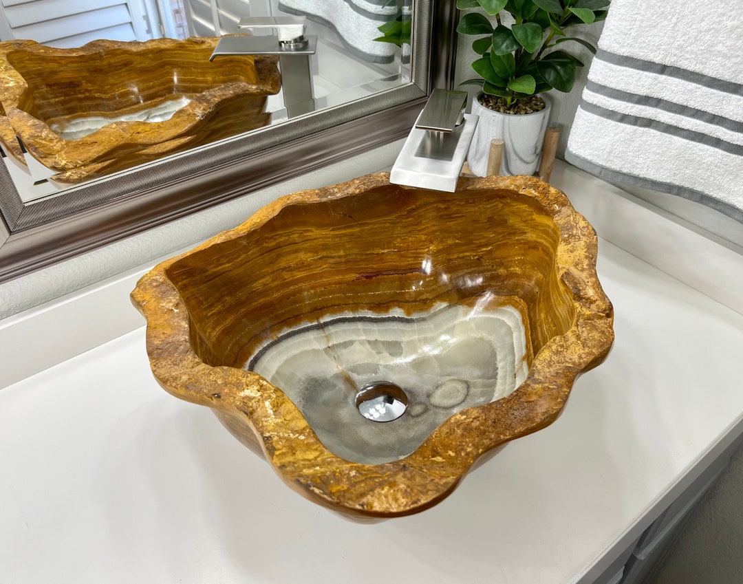 Onyx Sink Vessel Sink Stone Sink Vessel Sink for Bathroom Onyx Stone Sink Onyx Bowl Bathroom