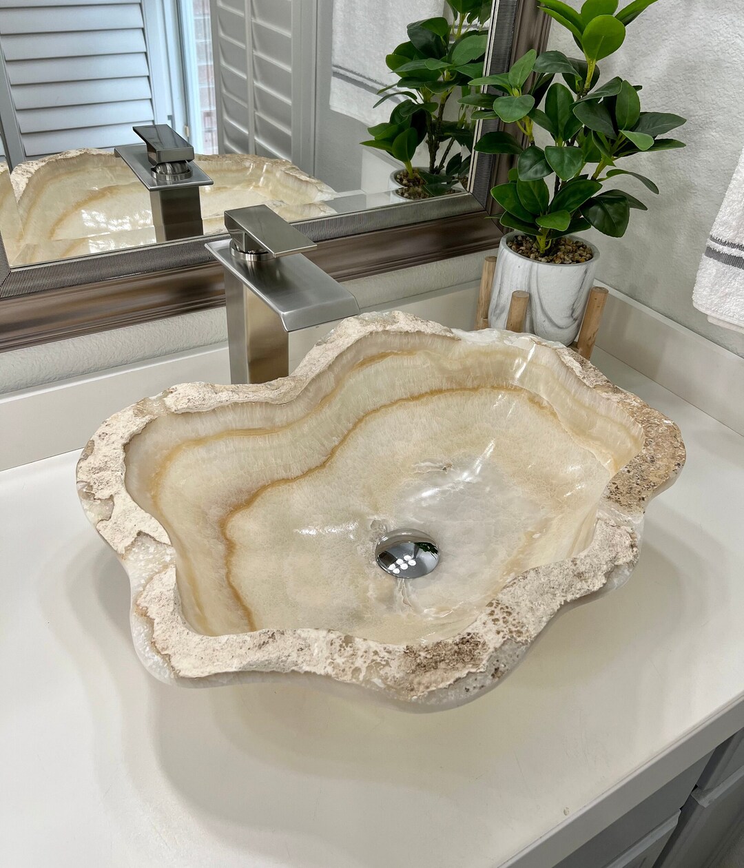 Natural Stone Sink Onyx Sink Vessel Sink Bathroom Vanity Etsy