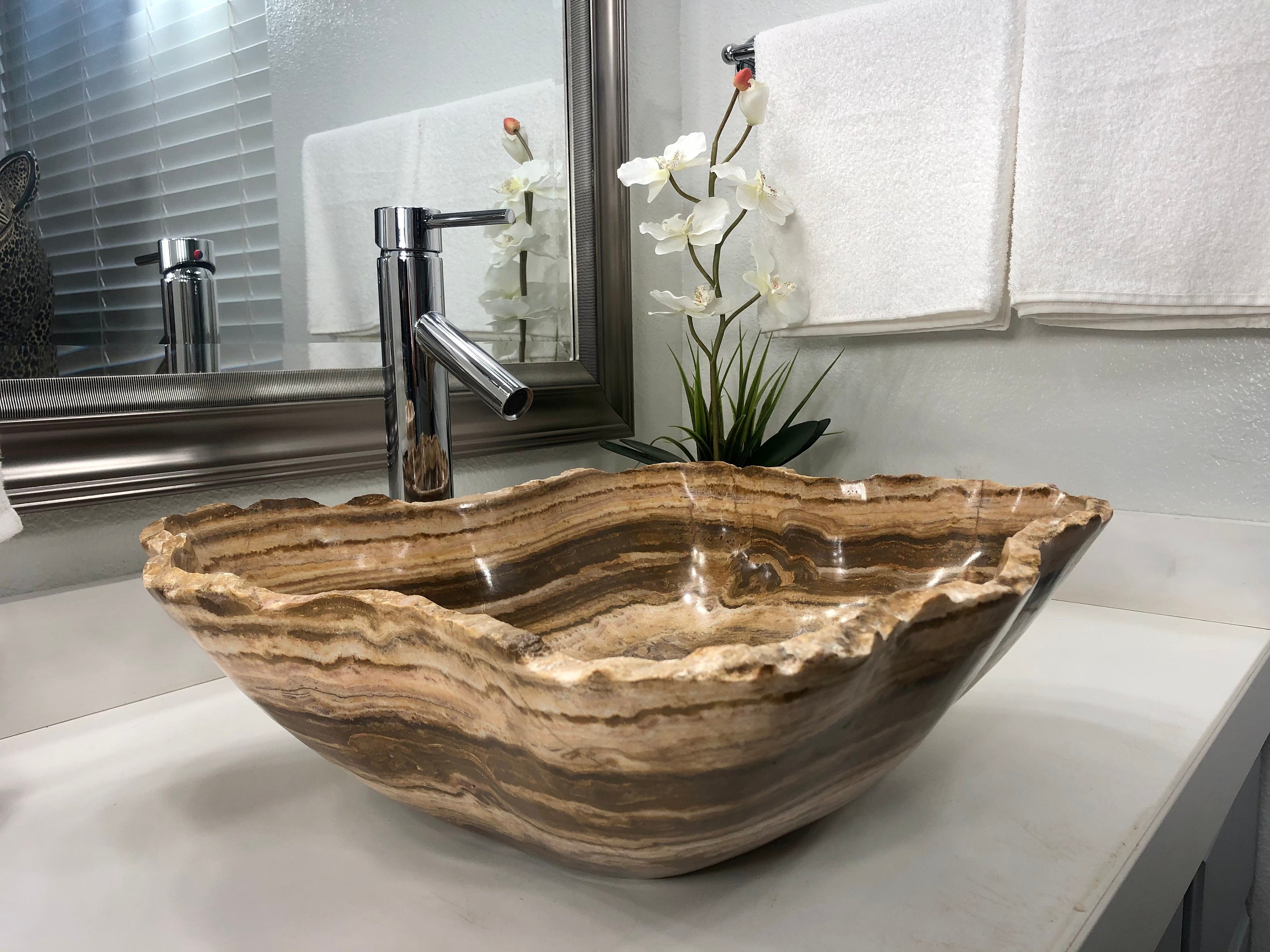 Onyx Stone Vessel Sink Natural Stone Bathroom Vessel Sink Etsy