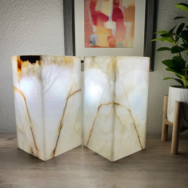 2 Onyx Lamps / Onyx Table Lamps / Stone Lamps / Nightstand Lamps / Desk Lamps / Onyx Lights / Marble Lamps / Beautiful Lamps