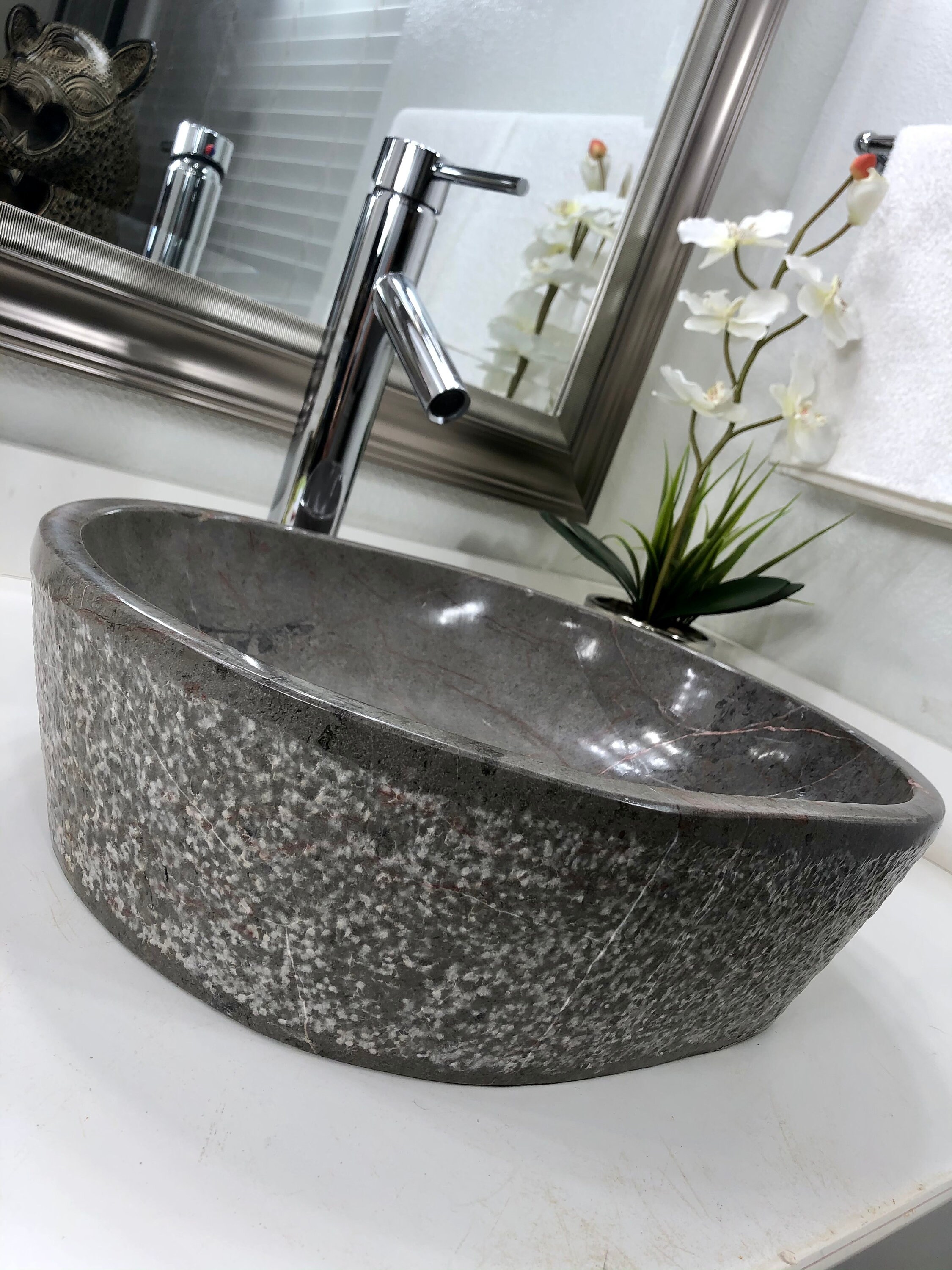 San Luis Stone Vessel Sink Natural Stone Bathroom Vessel Etsy