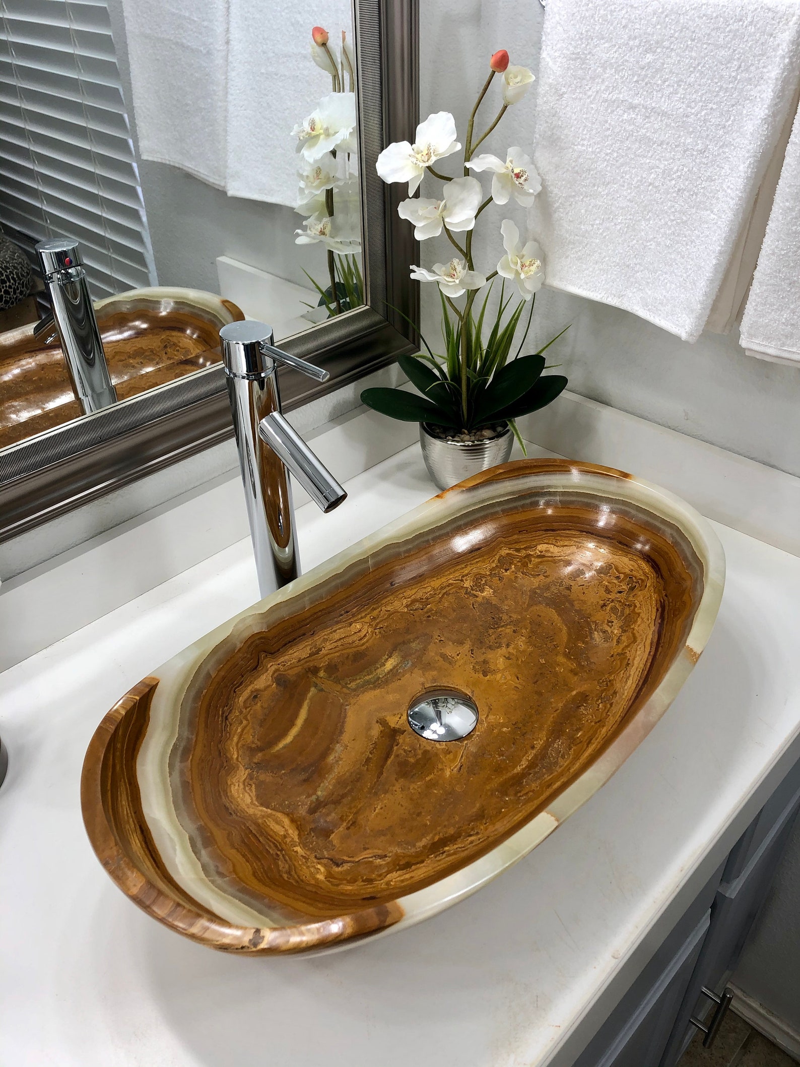 Onyx Stone Vessel Sink Natural Stone Bathroom Vessel Sink Etsy