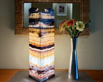 Onyx Stone Lamp | Onyx Light | Decorative Lamp | Nightstand Lamp | Home Lighting | Home Decor | Accent Light | Crystal Lamp | Ideal Gift