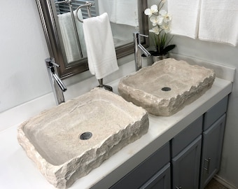 2 Stone Sinks | Travertine Sinks | Vessel Sinks | Bathroom Sinks | Vanity Sinks | Stone Vessel Sinks | Bowl Sinks | Rocky Sinks | Handmade