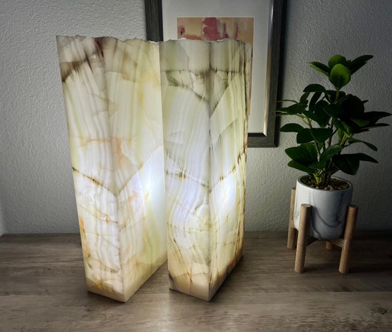 2 Onyx Lamps Onyx Table Lamps Stone Lamps Nightstand Lamps