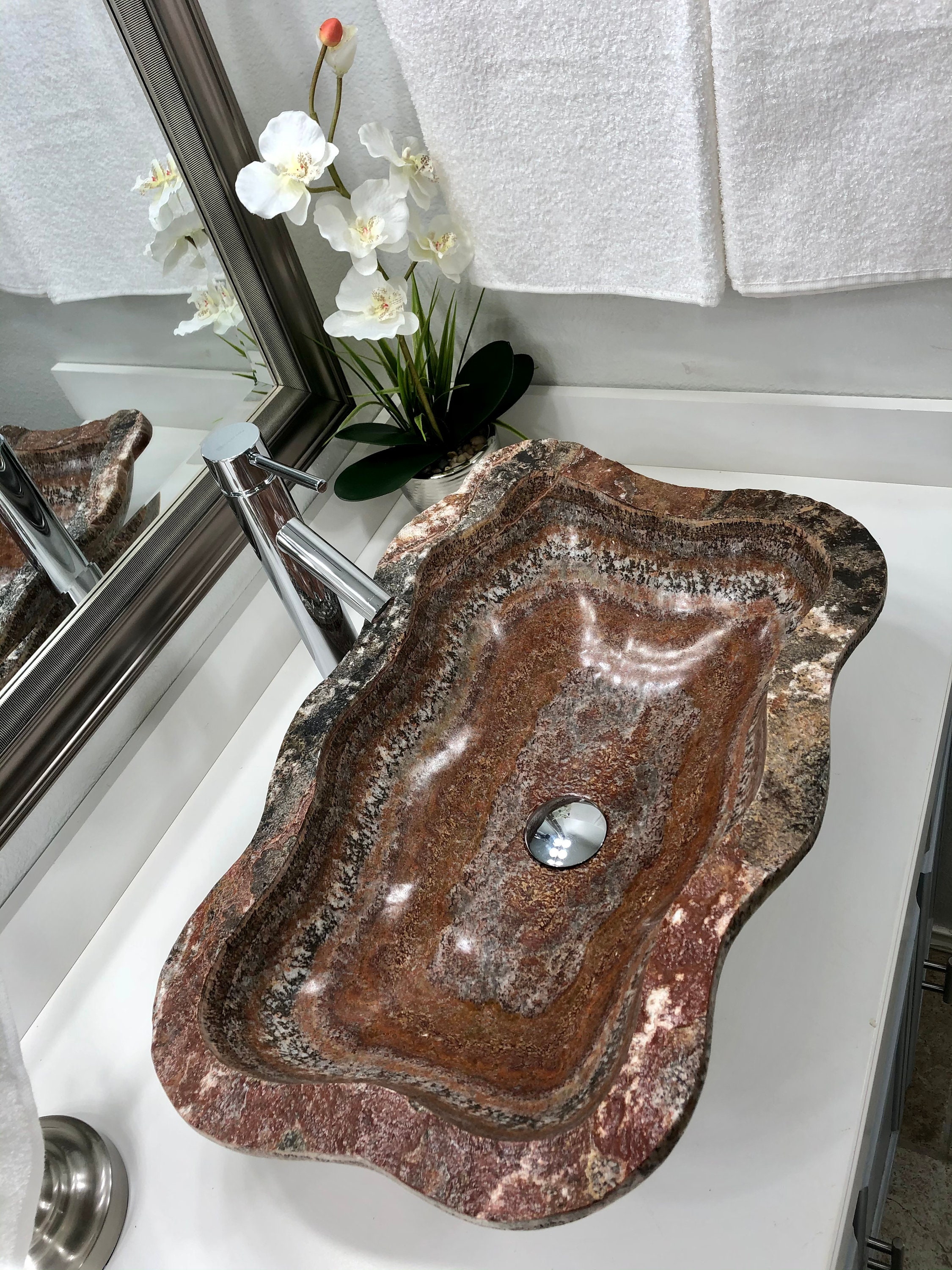 Onyx Stone Sink Modern Natural Stone Bathroom Vessel Sink Etsy