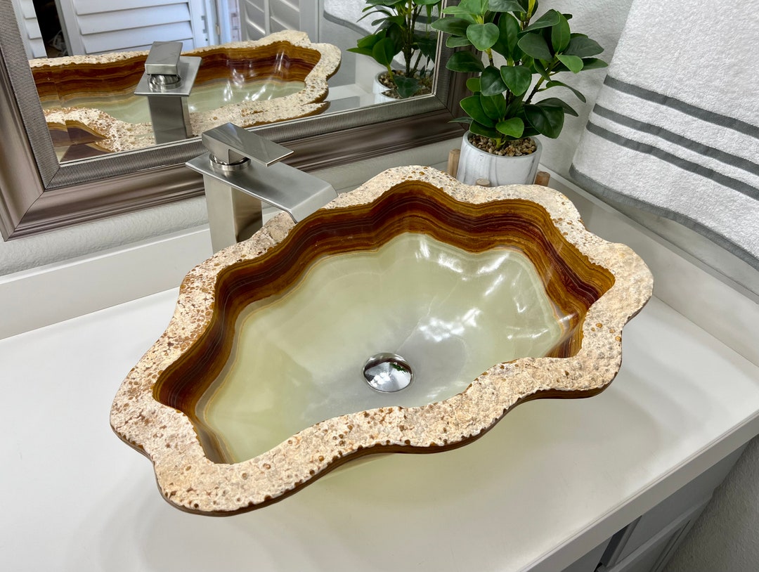 Onyx Vessel Sink Stone Sink Onyx Sink Vessel Sink for Bathroom Onyx