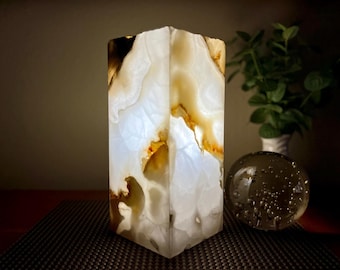 Onyx Stone Lamp | Luxury Accent Light, Warm Ambient Table Lamp, Home Decor