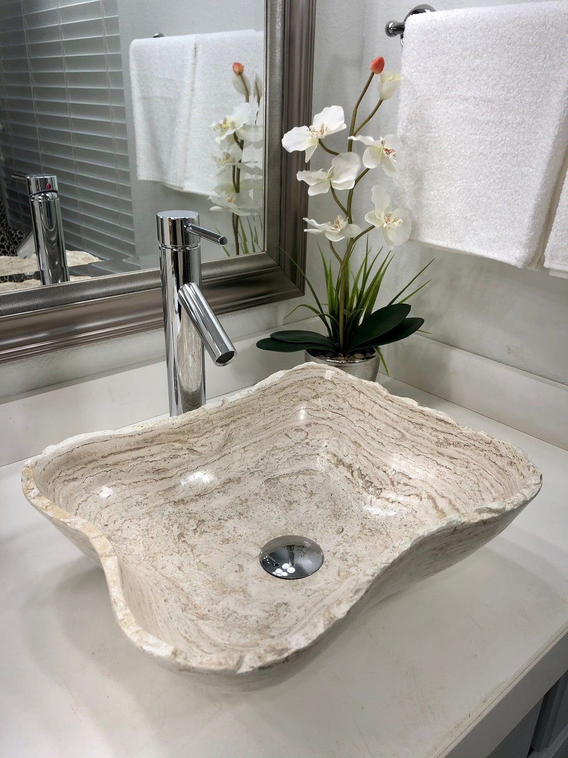 Travertine Stone Sink /Modern Natural Stone Bathroom Rustic | Etsy