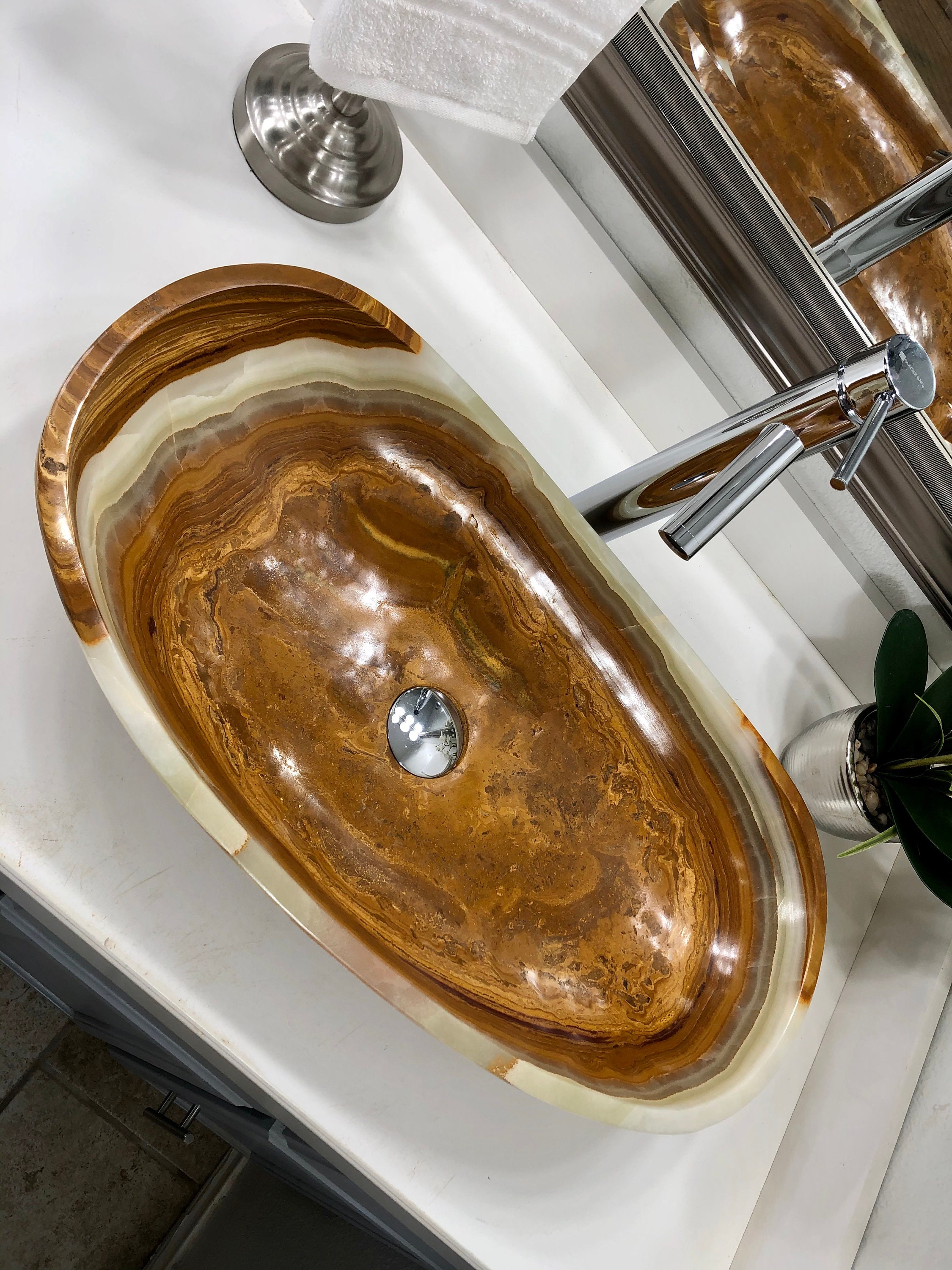 Onyx Stone Vessel Sink Natural Stone Bathroom Vessel Sink Etsy