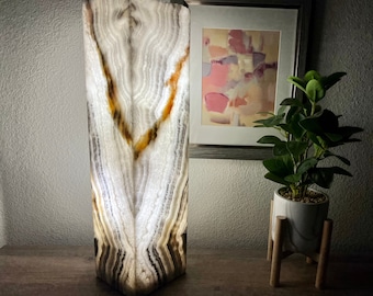 Handcrafted Onyx Table Lamp: 24" Stone Living Room or Nightstand Lamp