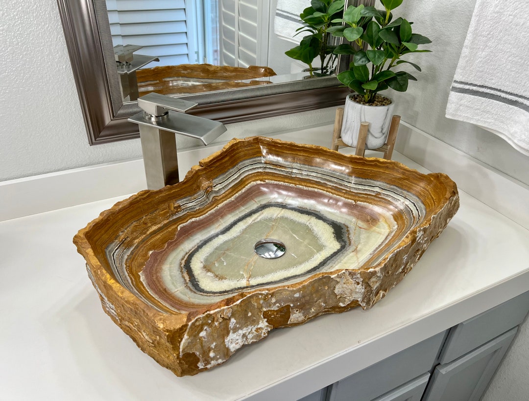 Natural Stone Sink Onyx Sink Vessel Sink for Bathroom Onyx Bowl Vanity Sink Bathroom Sinks Stone