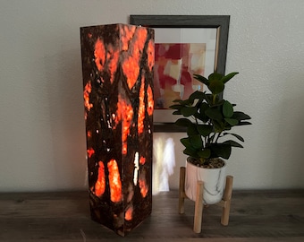 Hand Carved Onyx Table Lamp - Lava Stone, 24” High
