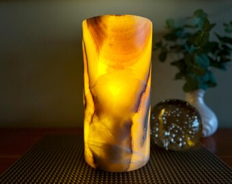 Onyx Stone Lamp | Luxury Accent Light, Warm Ambient Table Lamp, Home Decor