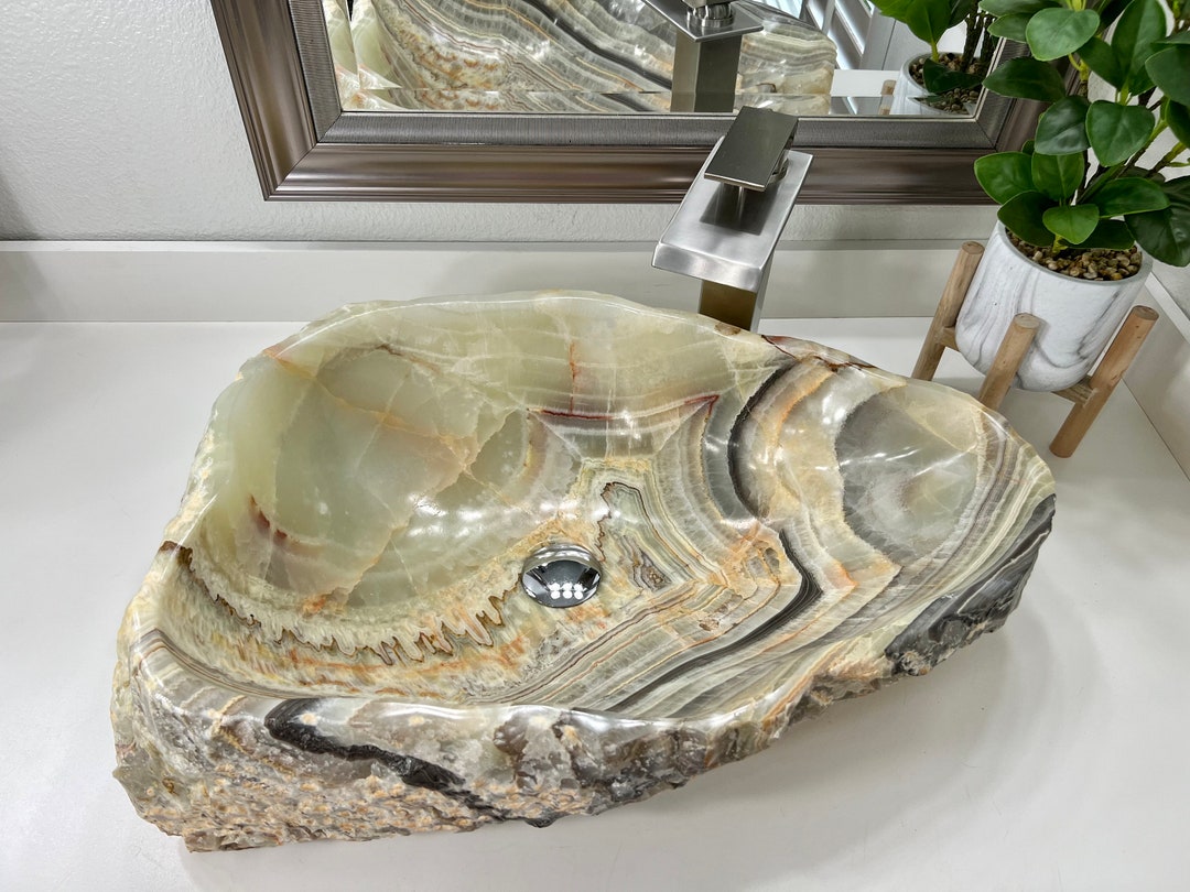 Onyx Stone Sink Natural Stone Bathroom Vessel Sink Etsy
