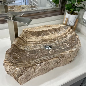 Stone Sink | Onyx Sink | Vessel Sink for Bathroom | Onyx Bowl | Bathroom Vanity Sink | Stone Vessel Sink | Rocky Sink | Onyx Vessel Sink