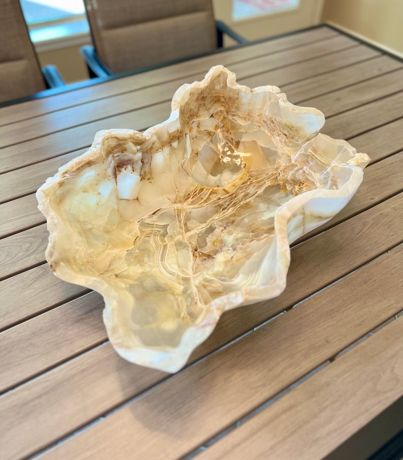 Onyx Bowl Onyx Centerpiece Decorative Bowl Stone Bowl Table Centerpiece