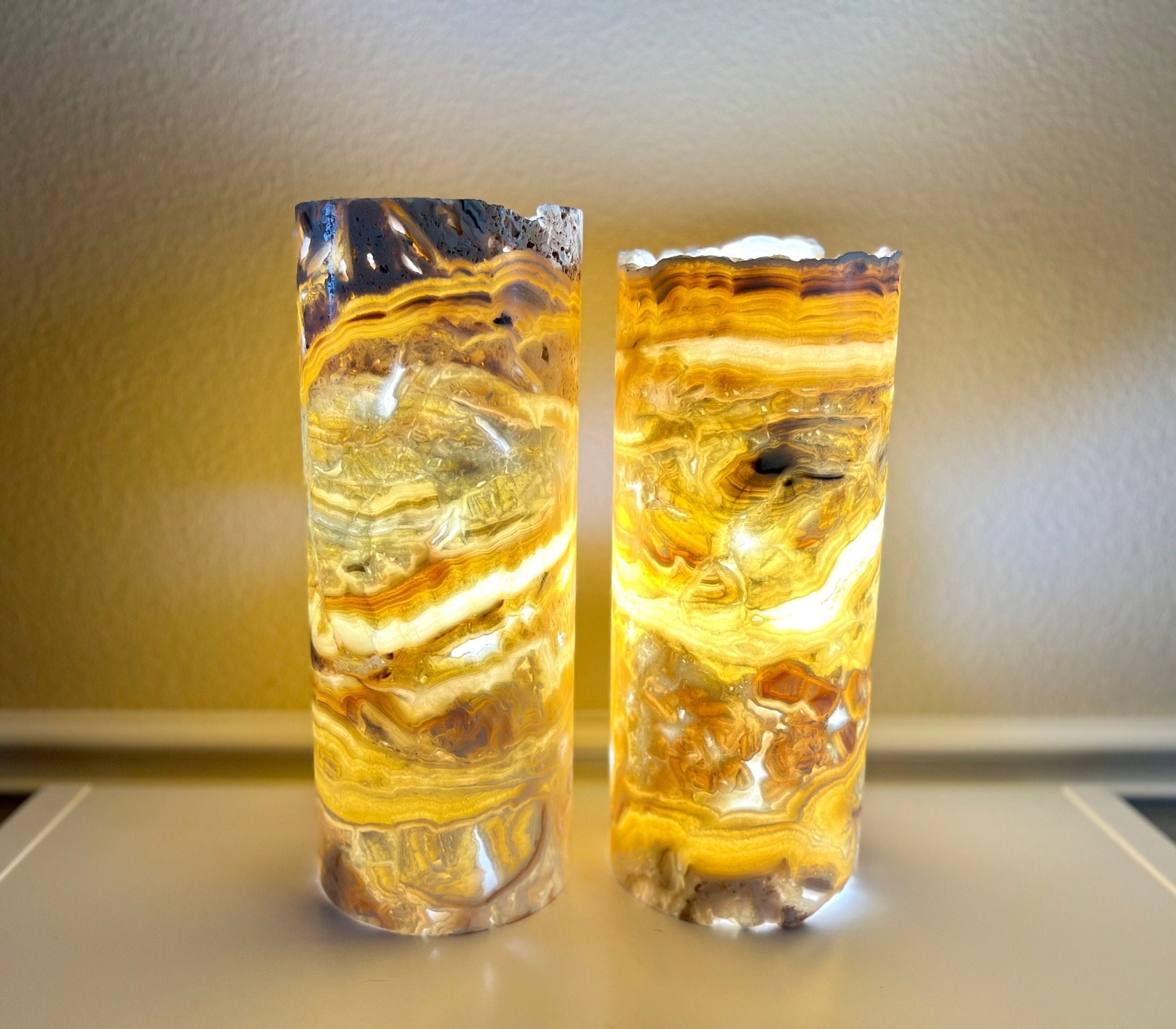 2 Onyx Lamps / Stone Lamps / Table Lamps / Onyx Stone Lamps / Onyx Lights / Alabaster Lamps / Stone Table Lamps / Beautiful Lamps **