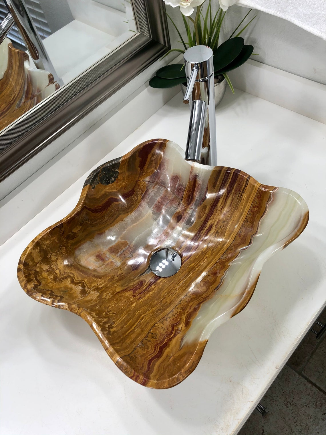 Onyx Stone Vessel Sink Modern Natural Stone Bathroom Sink Etsy