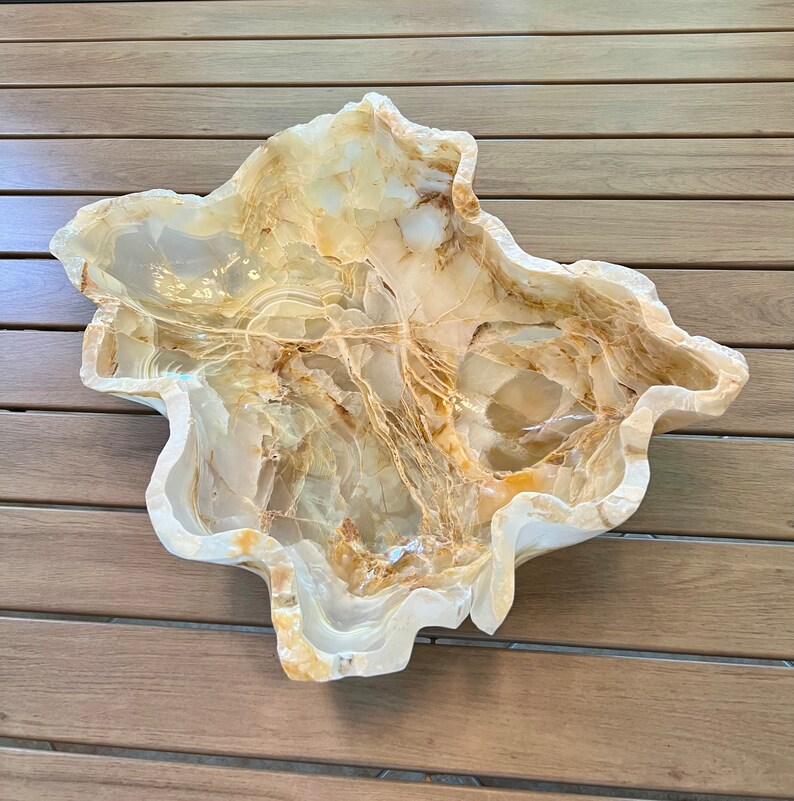 Onyx Bowl Onyx Centerpiece Decorative Bowl Stone Bowl Table Centerpiece