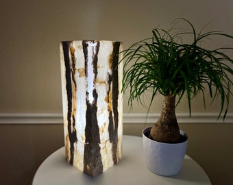 Onyx Stone Lamp | Crystal Table Lamp | Nightstand Lamp | Modern Home Decor | Accent Light | Ambient Lighting for Bedroom, Living Room | Gift