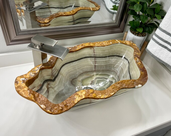 Onyx Vessel Sink Stone Sink Onyx Sink Vessel Sink for Bathroom Onyx