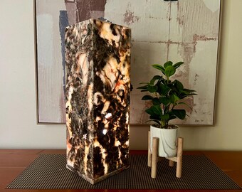 Natural Onyx Stone Lamp | Marble Table Lamp | Warm Ambient Lighting | Crystal Accent Lamp for Living Room, Bedroom | Modern Home Decor
