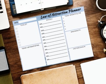 Law of Attraction Planner + Workbook, Vision Board, Affirmation Cards, Gratitude Journal, Law of Attraction Guide, The Secret, Printable