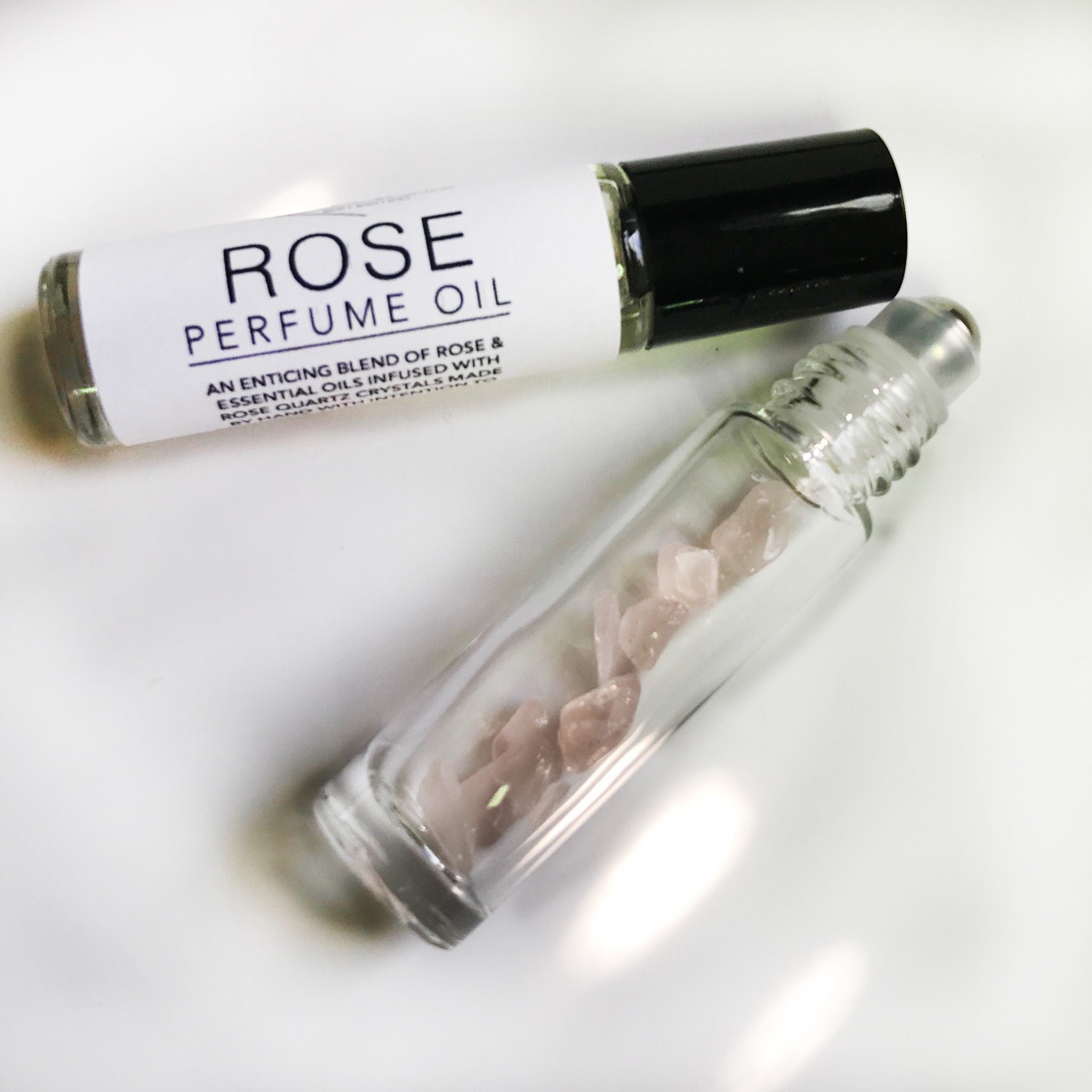 Rose Oil Natural Perfume Rose Quartz inside Roll On Perfume Etsy