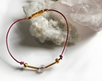 Rose Quartz Bracelet,love crystal,healing bracelet,yoga bracelet,rose quartz jewelry,pink stone cord bracelet,meditation gift, self-love