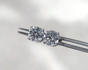 Moissanite Stud Earrings, 925 Sterling Silver Studs, Screw Back Stud Earrings, Diamond VVS1 Style Brilliant Cut Sparkling Moissanite Stones