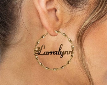 Custom Name Earrings, 18K Custom Name Hoop Earrings, Personalized Hoops, Name Earrings, Hoop Earrings Twist Style, Dainty Name Hoop Earrings