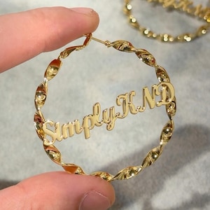 Custom Name Earrings, 18K Custom Name Hoop Earrings, Personalized Hoops, Name Earrings, Hoop Earrings Twist Style, Dainty Name Hoop Earrings