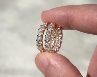 20mm Moissanite Hoop Earrings - 18K Gold Vermeil Diamond Hoop Earrings - VVS1 D-Color Moissanite Stones - Sparkling Moissanite Earrings