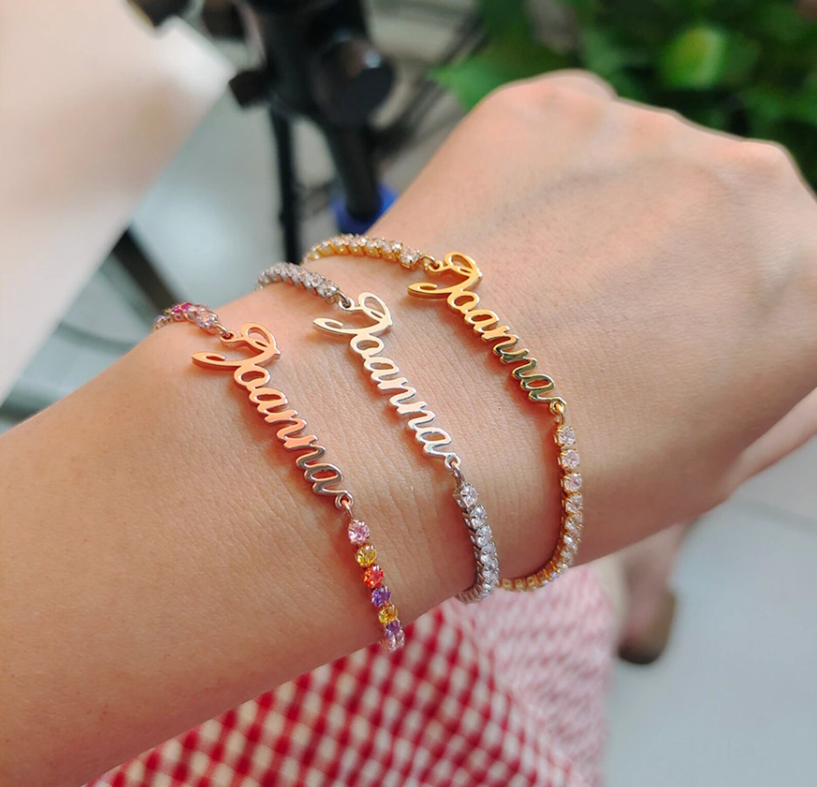 Custom Tennis Bracelet Cubic Zirconia CZ Name Charm Bracelet Etsy