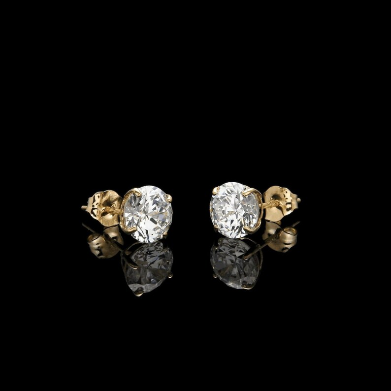 Dainty Earrings Crown Cubic Zirconia CZ Stud Earrings Gold Plated CZ Stones Unisex Gold VVS Style Diamond Stud Earrings 18K Stud Earrings